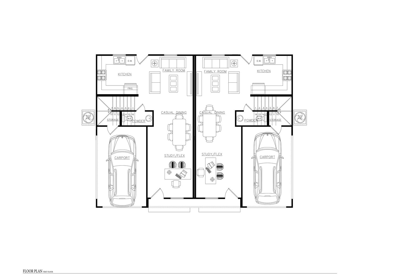 Plan 1 placeholder floor plan using the Plan 2 first-floor townhome layout