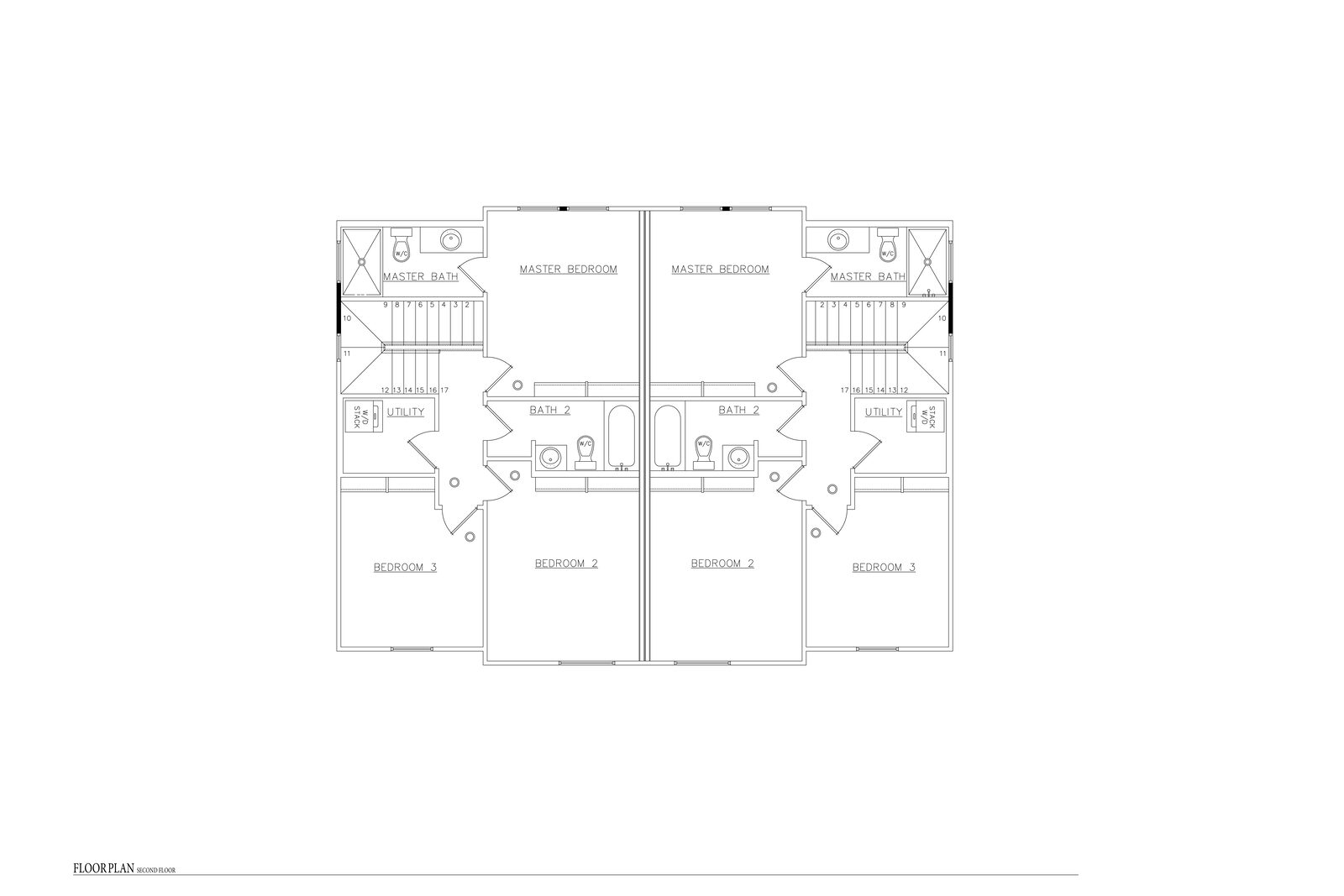 Plan 3 second-floor townhome layout